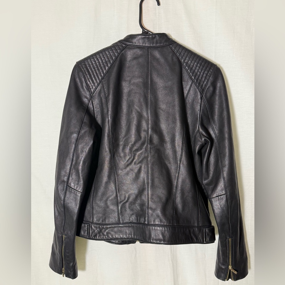 Women’s Cole Haans Lamb Skin Moto Leather Jacket | size medium - Picture 3 of 15